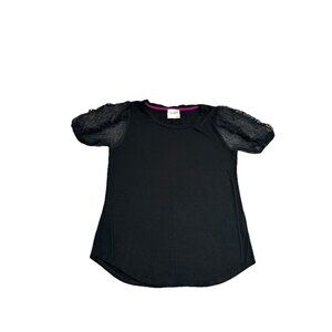 Women’s Willow Young Contemporary Black Blouse With Mesh Short Sleeve Size M